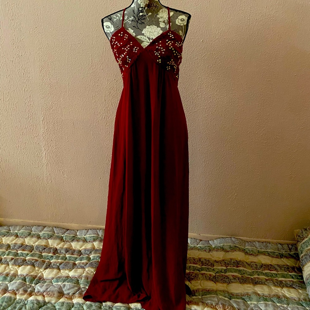 Floor length.. sparkly beaded bodice ..